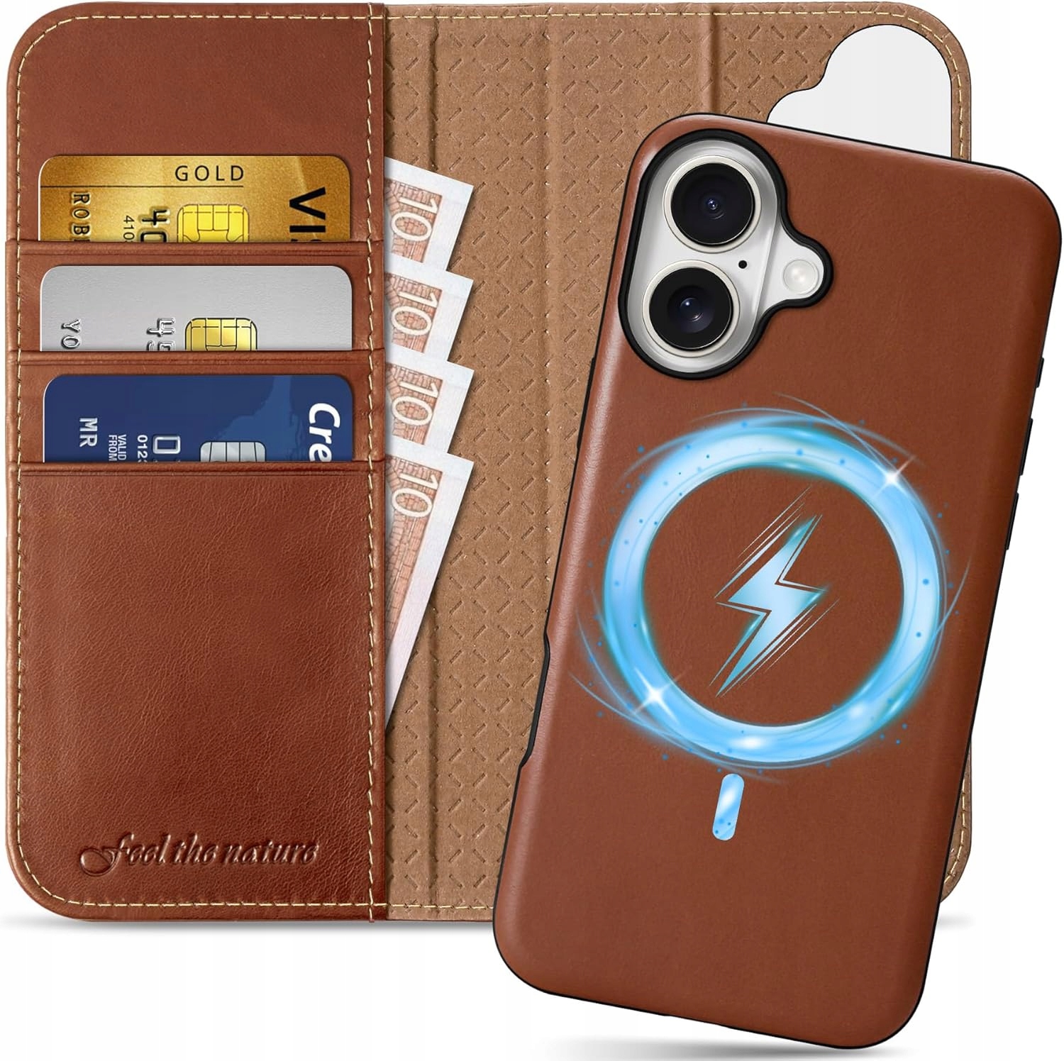 Pouzdro pro iPhone 16 Plus 6.7" 2v1 odnímatelná kožená peněženka Retro