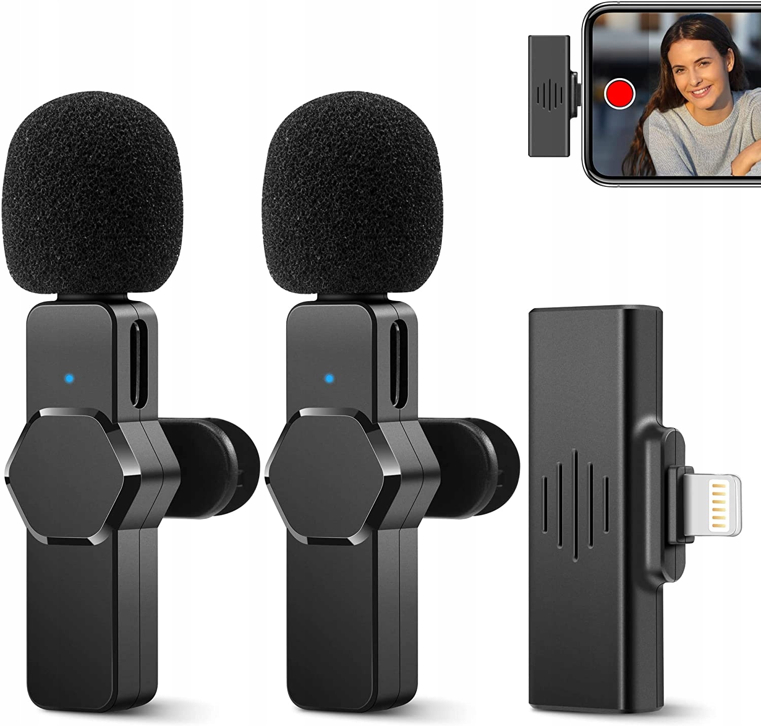 BEZPRZEWODOWY 2X MIKROFON PRO KRAWATOWY DLA IOS