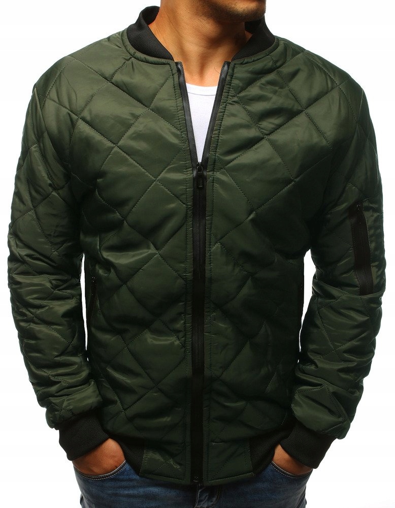 MĘSKA PRZEJŚCIOWA KURTKA PIKOWANA BOMBER JACKET ZIELONA tx2216 - L