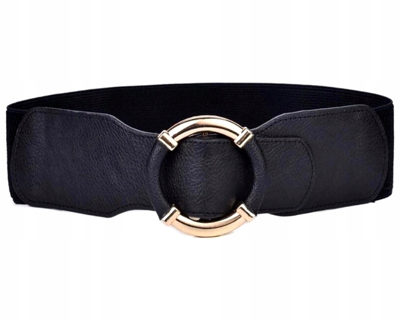 

Elastyczny Damski Pasek szeroki klamra złota koło