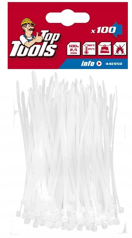 

Opaski Zaciskowe 2.5x100mm 100szt Białe Trytki
