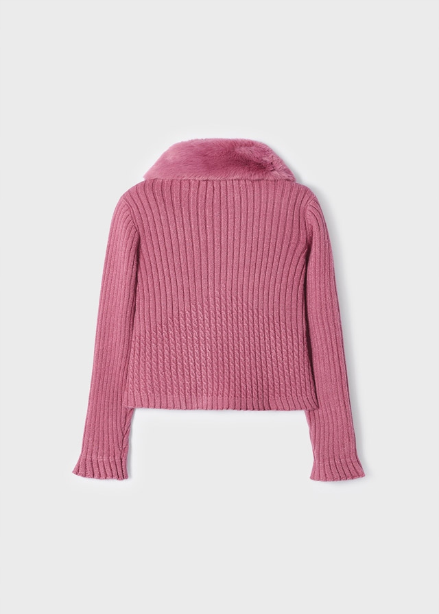 Mayoral Sweter z Odpinanym Kołnierzem Futerkiem 4309 Różowy Orchidea 122 EAN (GTIN) 8445445944571