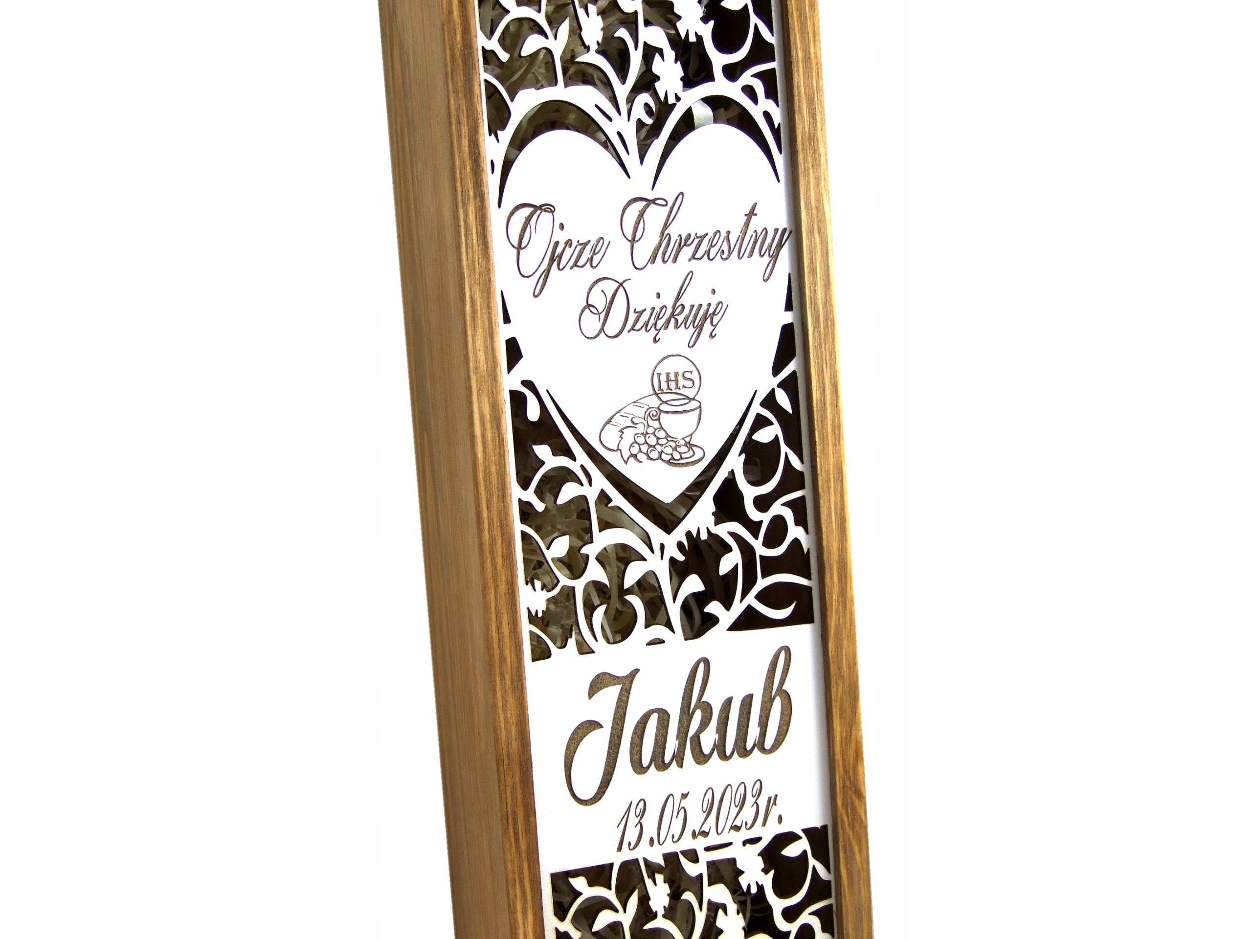 Podziękowanie Na Komunię Dla Chrzestnej Lub Chrzestnego Skrzynka Na Wino