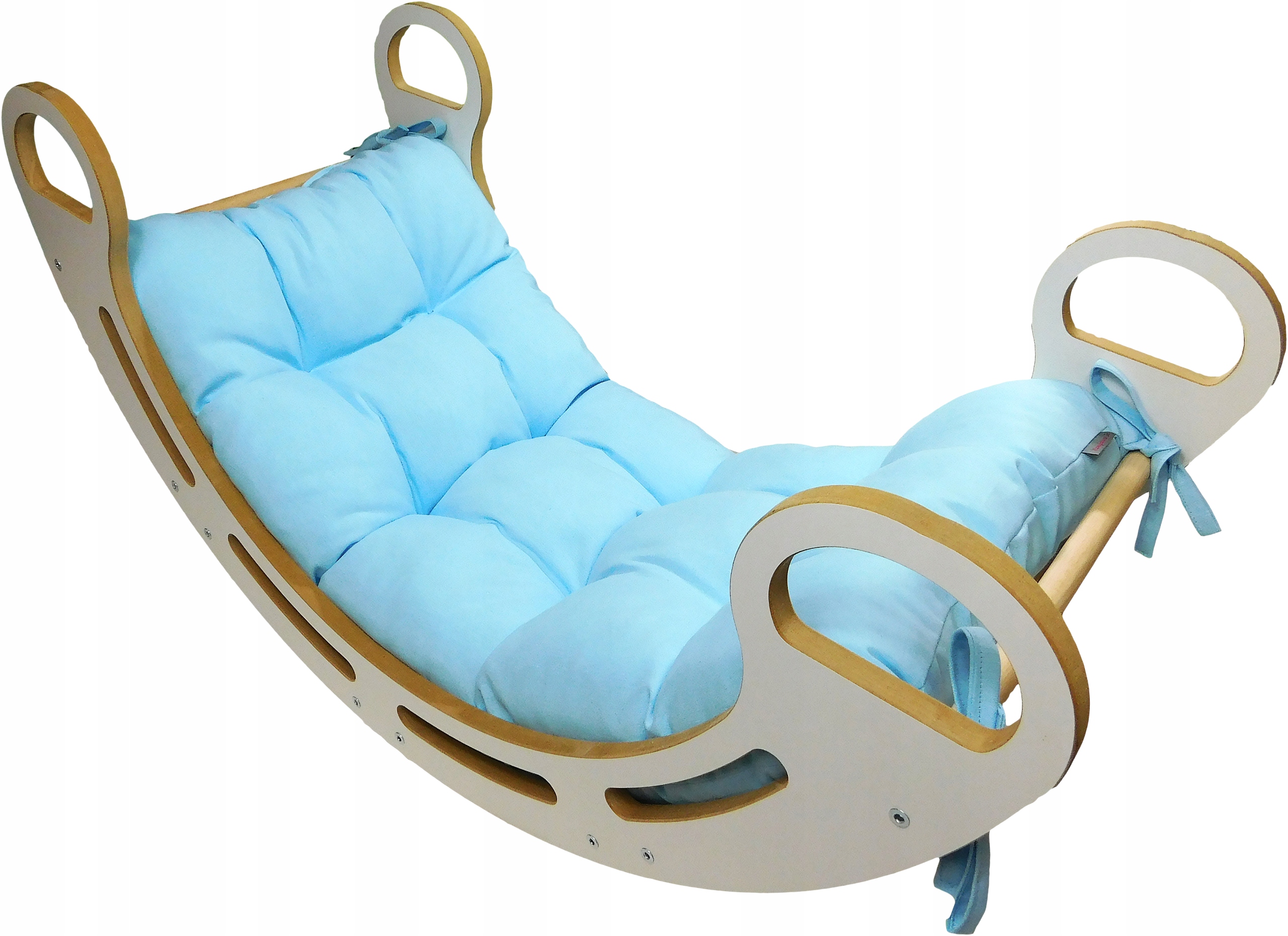 Poduszka na bujak Montessori 90x40 cm - niebieska