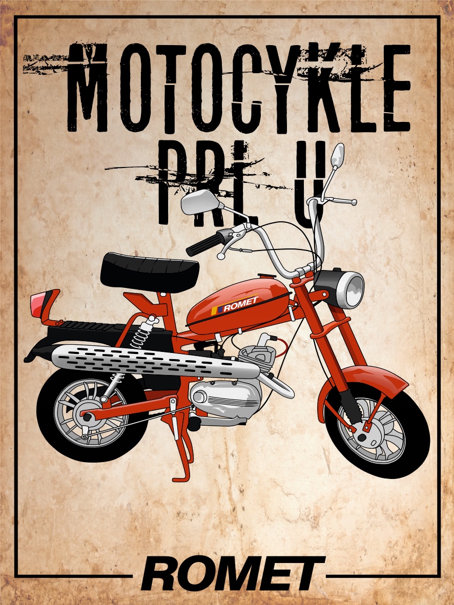 Plakat MOTOCYKLE PRLu MOTORYNKA ROMET Format A3