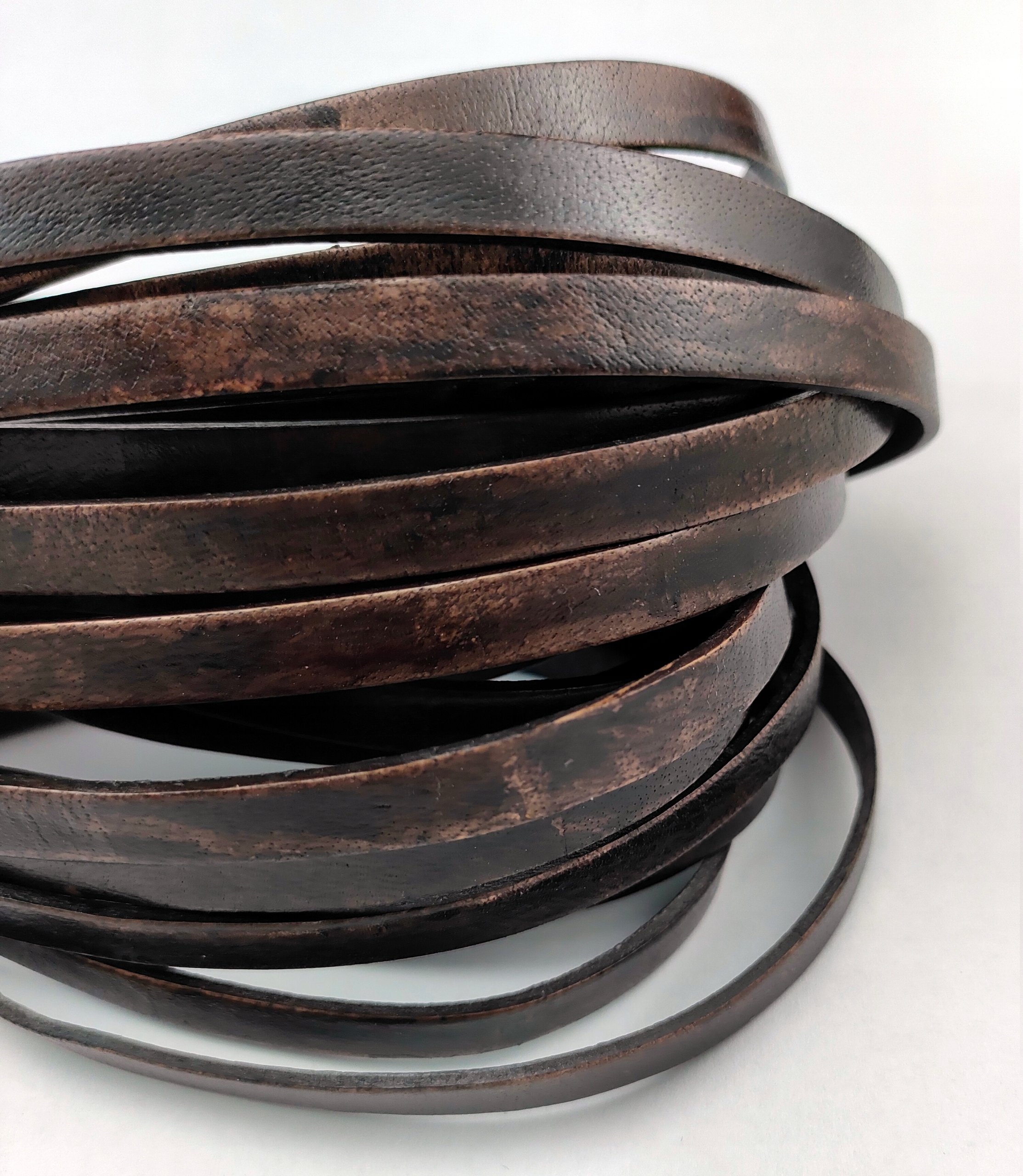 Velkoobchod Řemen 8X2MM Vintage Hnědá 25M Plochá Lícová Kůže