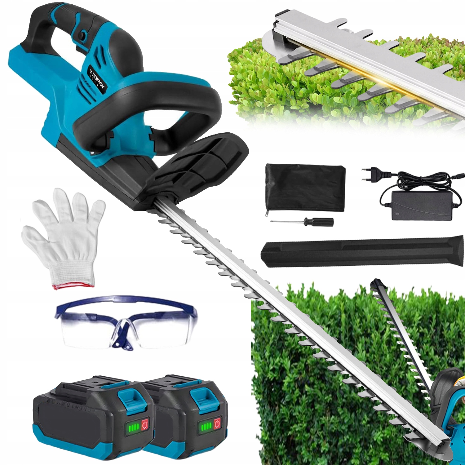 500W 3000 Obr/min Nożyce Do Żywopłotu Elektryczna +2 Baterie