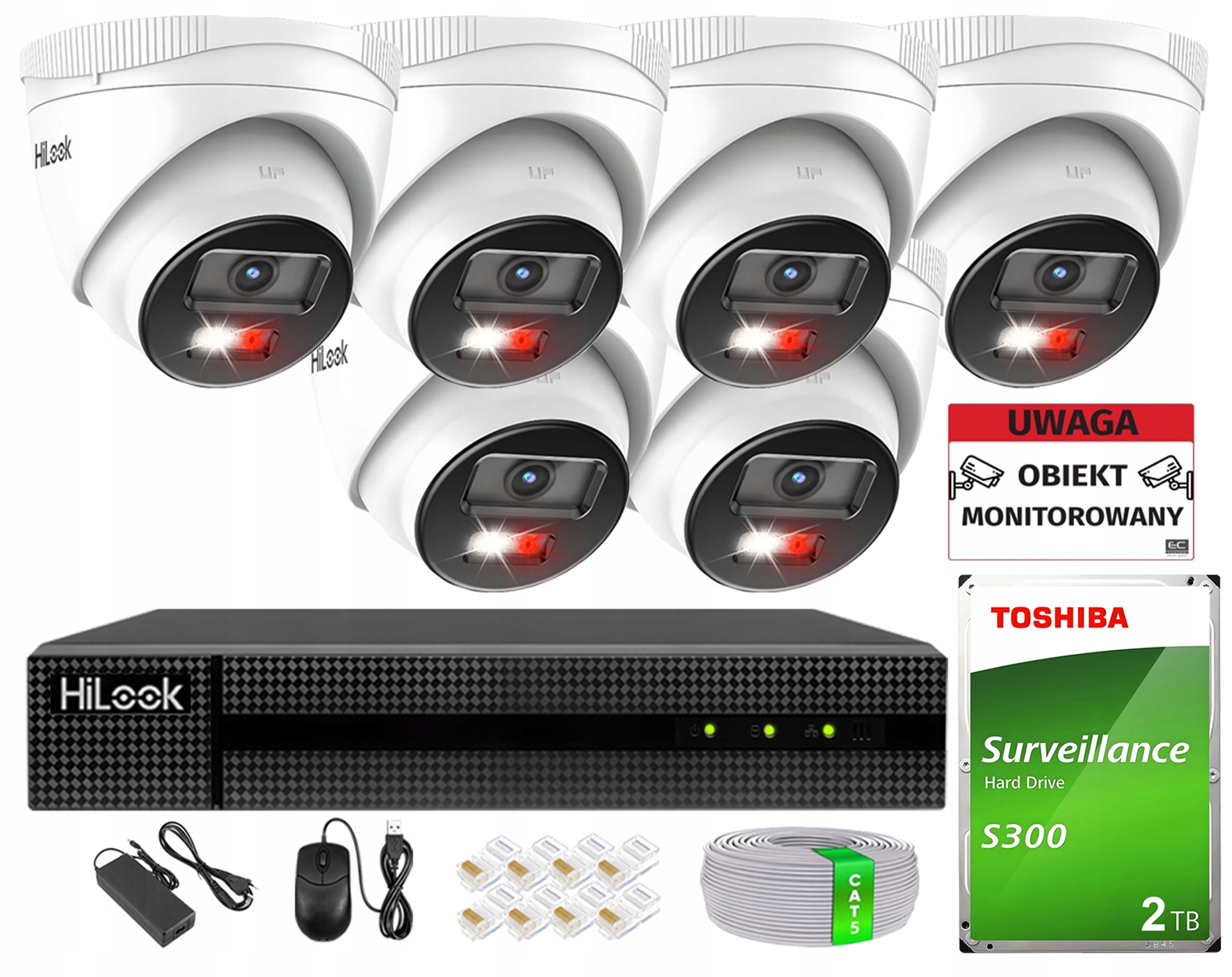 Monitorovací sada 6 kamer IPCAM-T6-30DL 6Mpx HiLook by Hikvision Disk 2TB