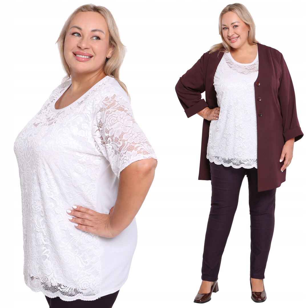 Bílá halenka z květinové krajky plus size velikost 60/62