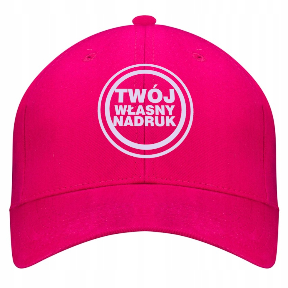 CZAPKA Z DASZKIEM I METALOWYM ZAPIĘCIEM Z WŁASNYM HAFTOWANYM NAPISEM FUKSJA