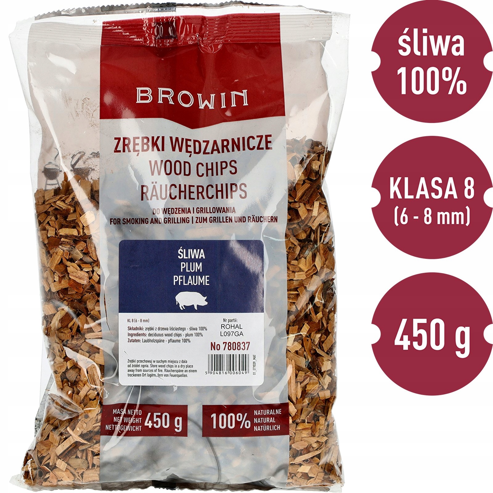 

Zrębki do wędzenia grillowania Śliwa Browin 450g
