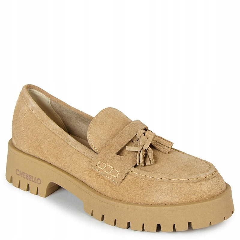 Chebello 2821 Béžové Semišové Kožené Mokasíny 40