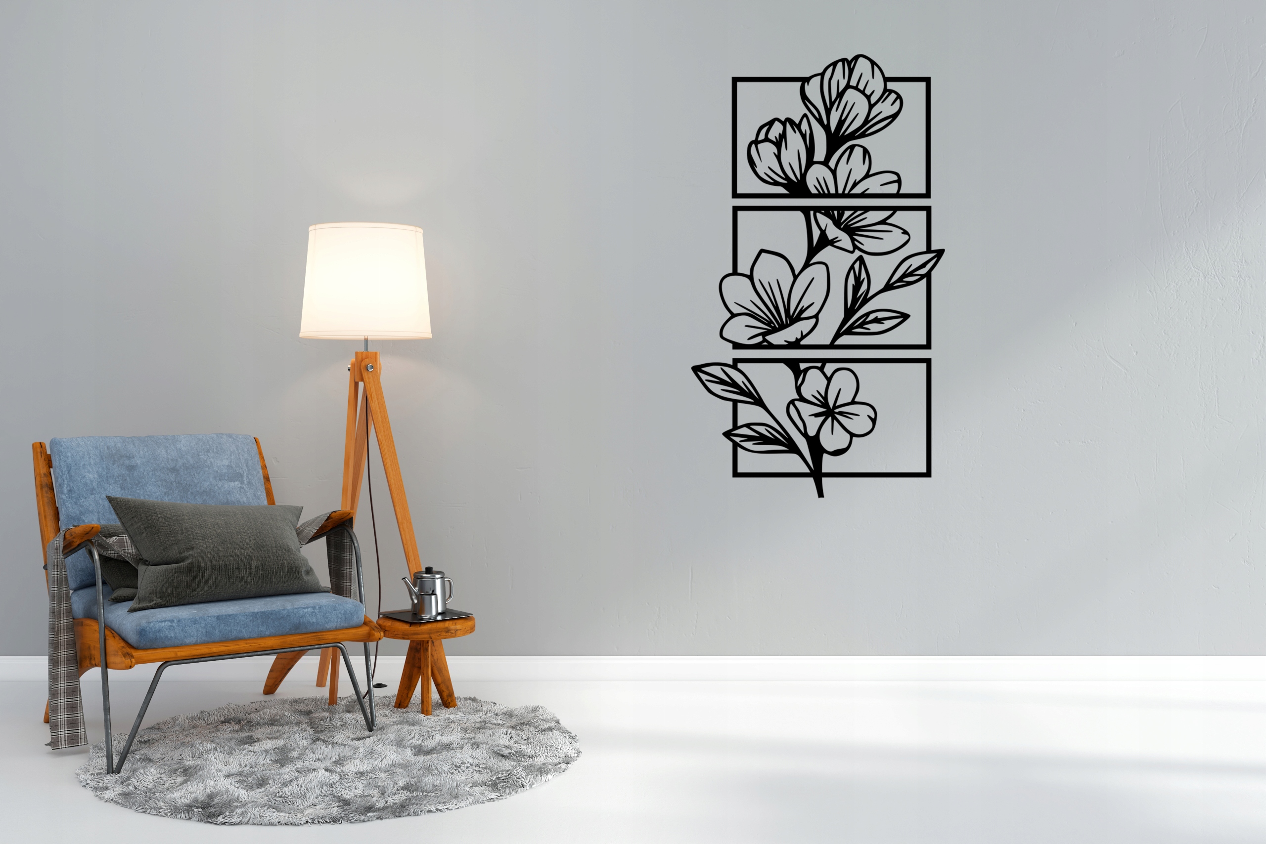 Naklejka na ścianę kwiaty A15 73x128 TRYPTYK OBRAZ Szerokość produktu 73 cm