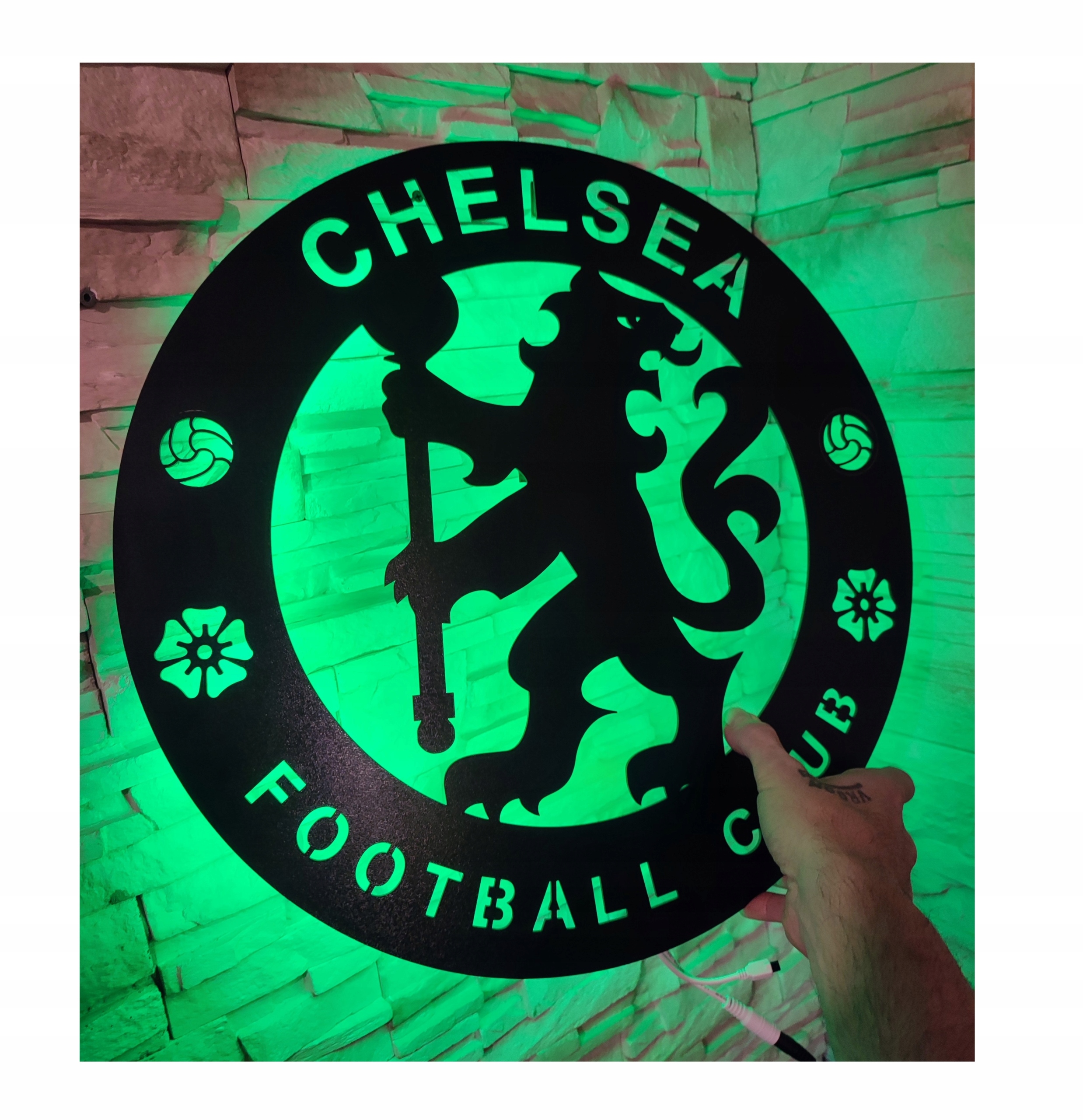 Lampka Herb Chelsea Led Obraz 49 CM Drewniany 3D+GRATIS 2 Piłki