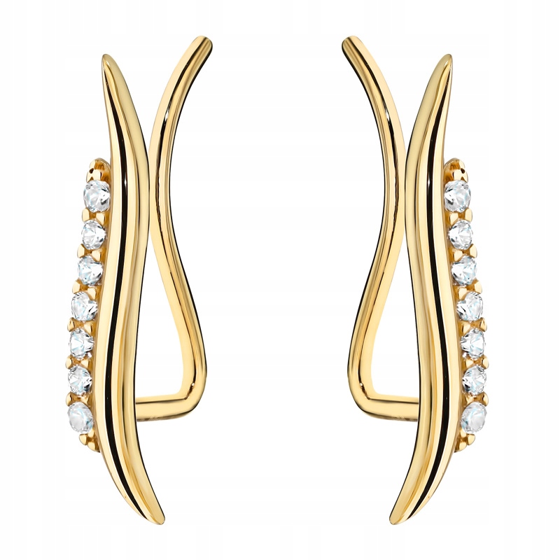 Złote Kolczyki Soledo Nausznice z Cyrkoniami pr333