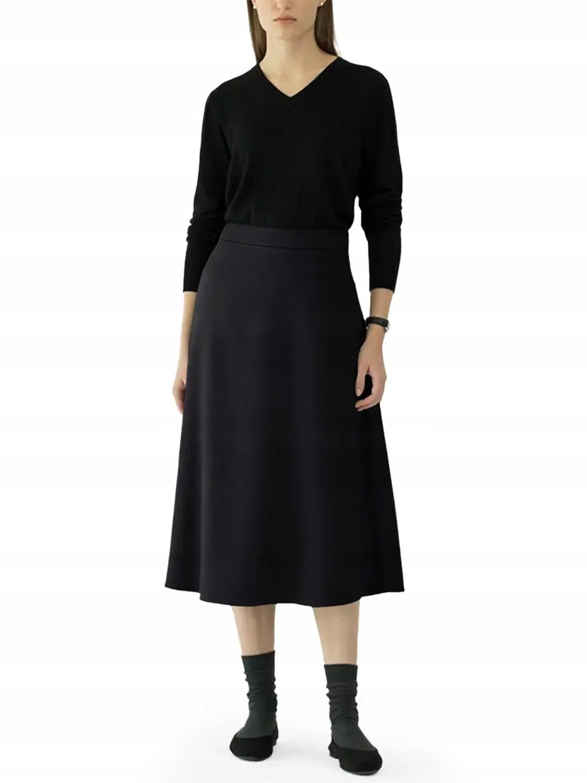 Dámská bavlněná Sukně Midi Elegantní s rozparkem, černá S