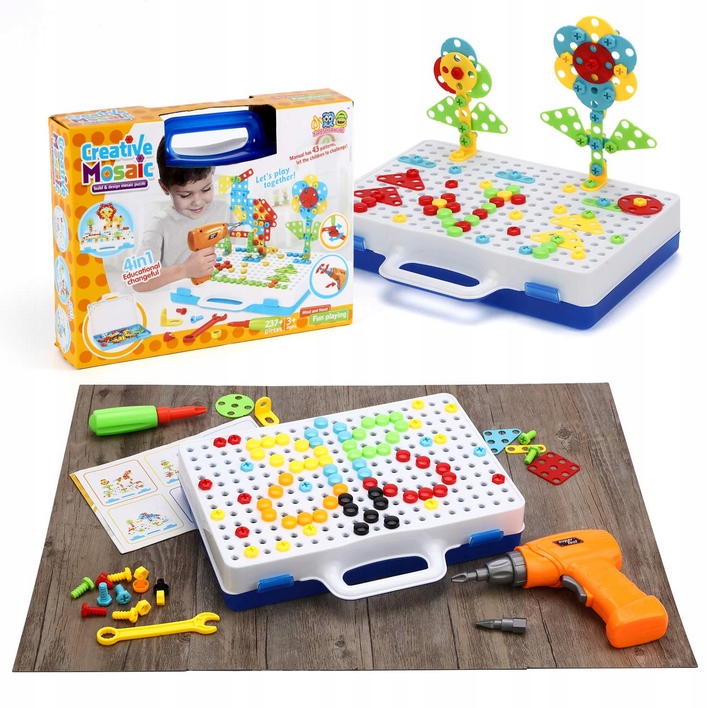 WALIZKA KLOCKI KONSTRUKCYJNE WKRĘTARKA ŚRUBKI ZESTAW MAJSTERKOWICZA 237 el. Bohater Inny