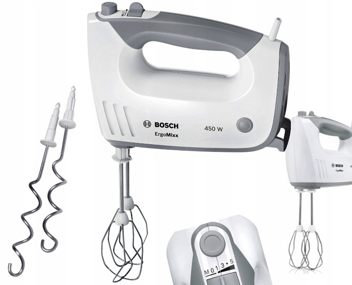 Kuchynský Mixér Robot Ručný Silný 4 Koncovky Mixér Bosch 450 W biely
