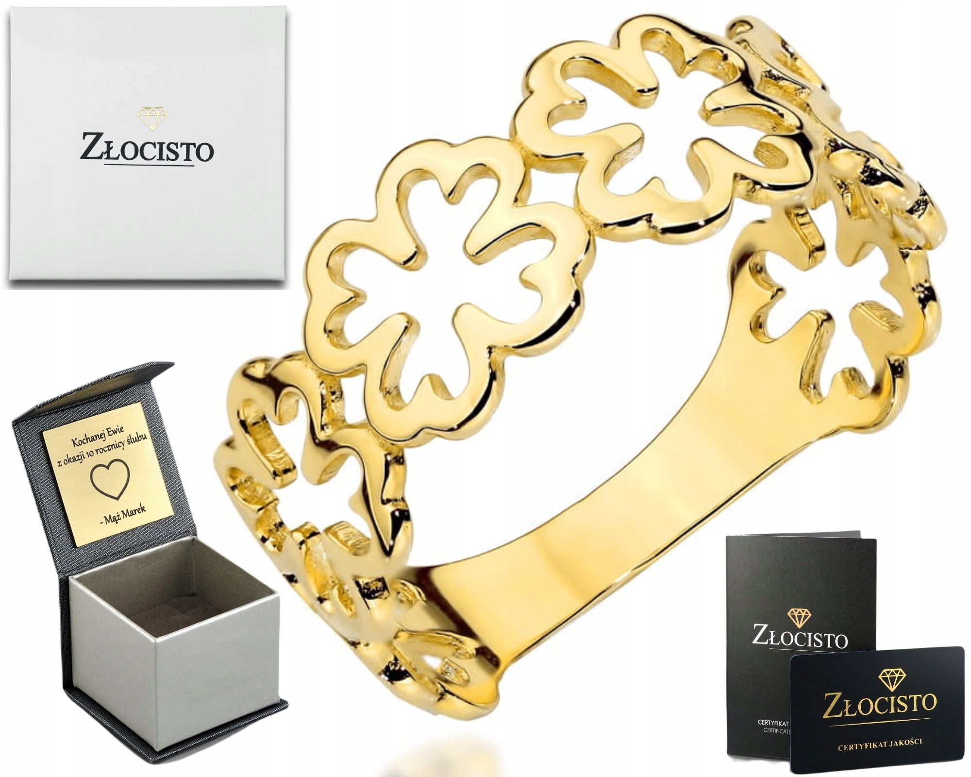 Zlatý Prstýnek Složený Z Jetelů Je Naštěstí Široký Průměr 585 Dárek