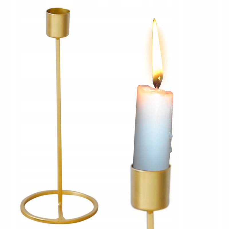 

Świecznik złoty metalowy nowoczesny glamour 18cm