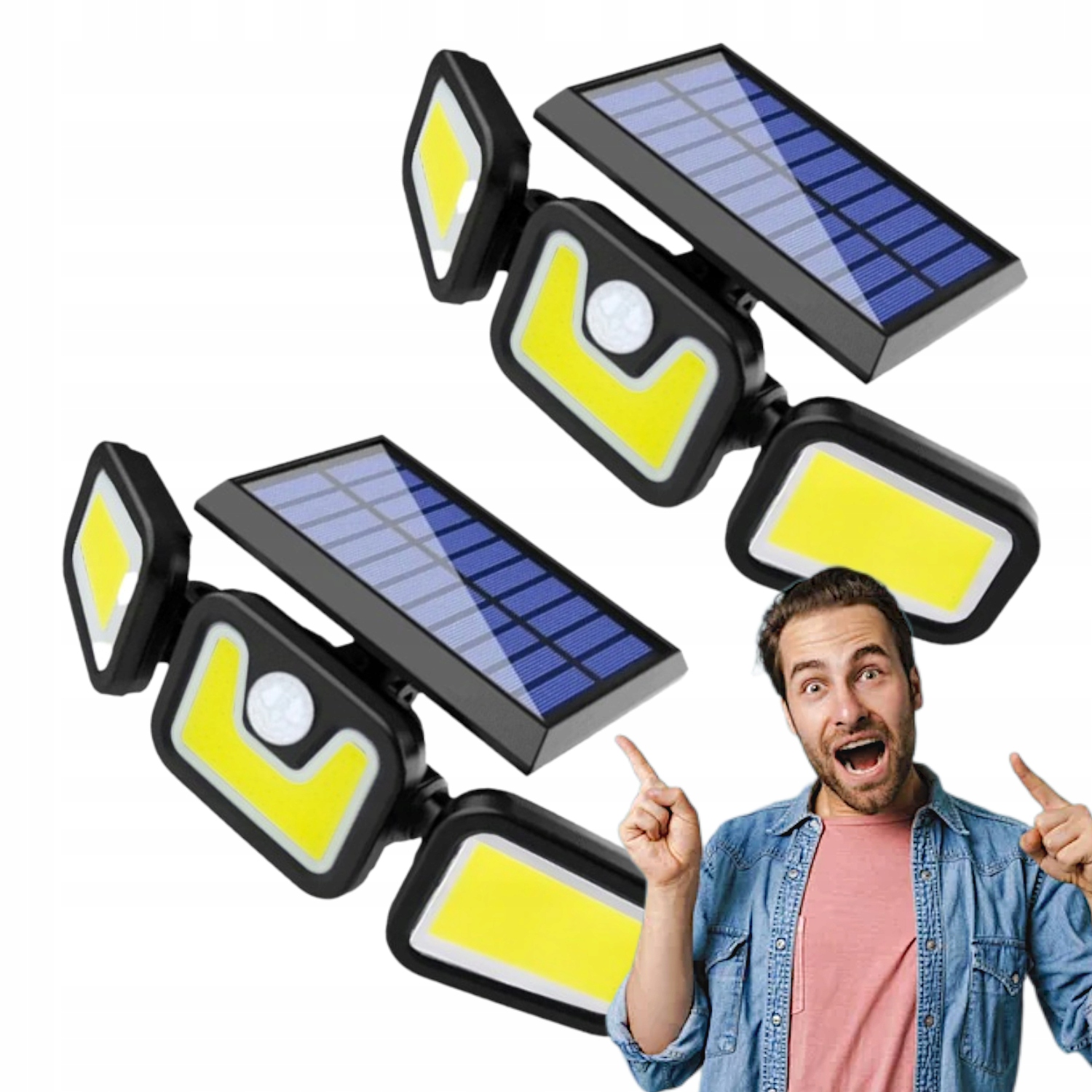 2x Solární Lampa Halogen Solar Led s senzorem pohybu soumraku