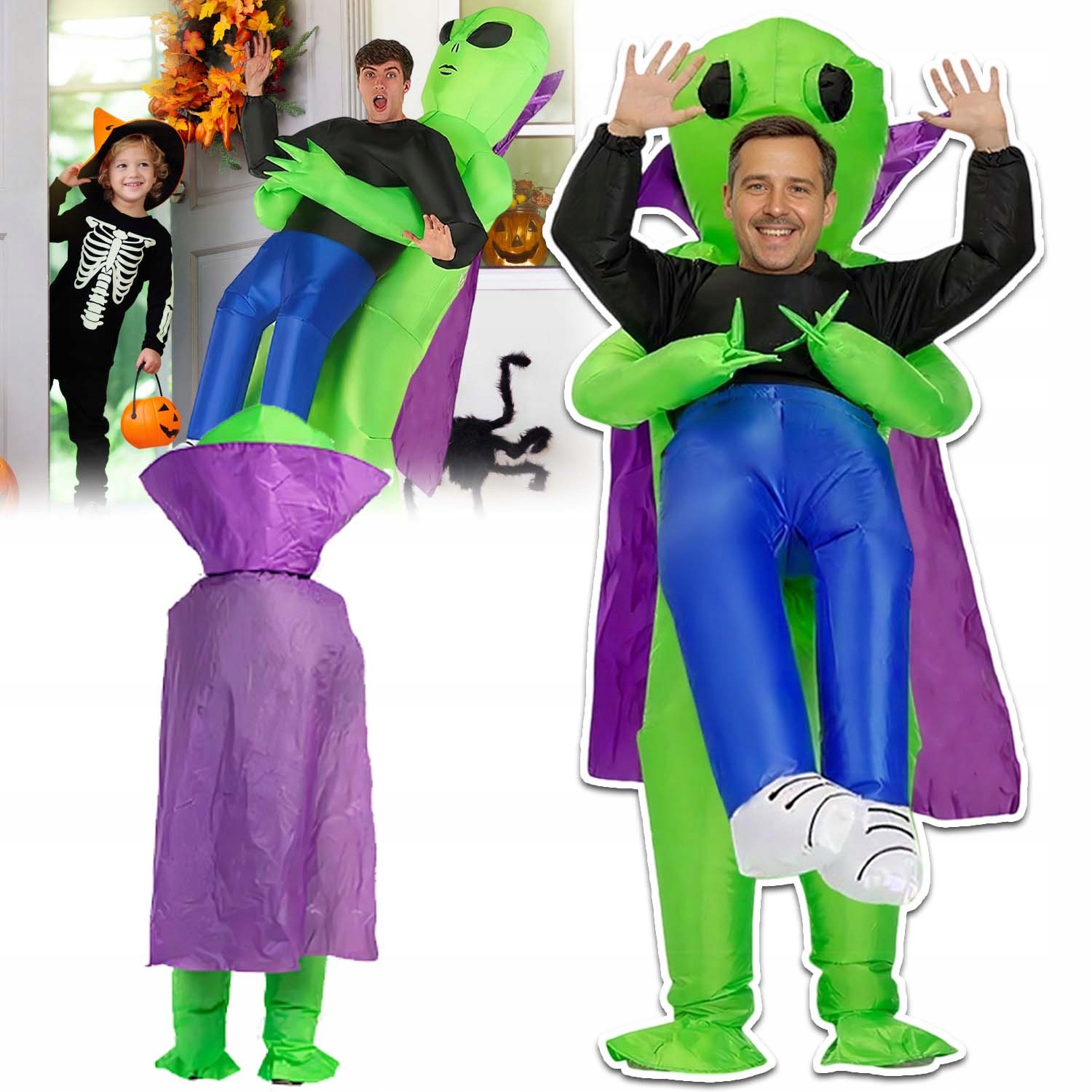 Kostým Alien Ufo Mimozemšťan Nafukovací Převlek Kostým Halloween Samonafukovací