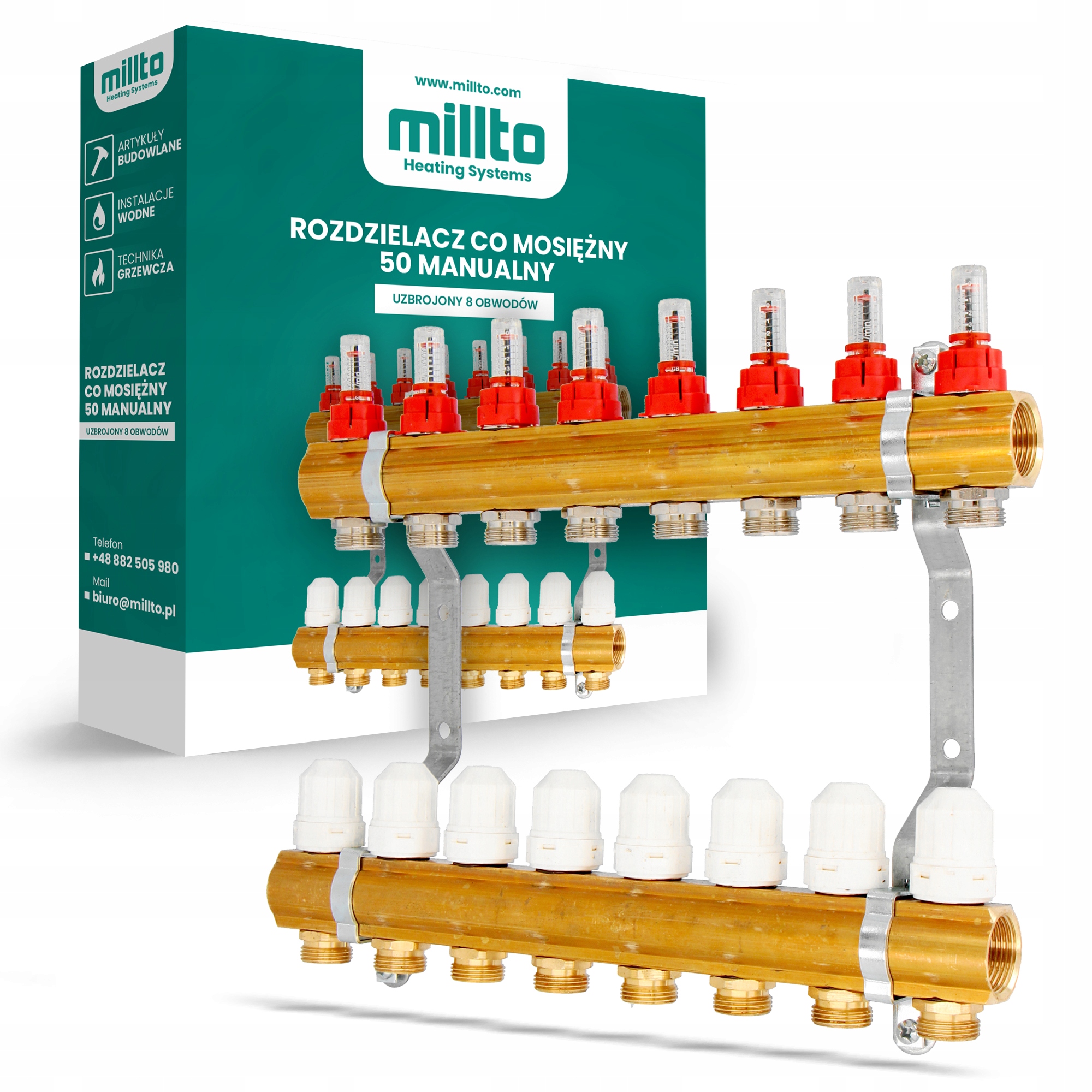 Rozdeľovač Podlahovky Co pre podlahové vykurovanie 8 Obvodov Sekcie Rotame 4F