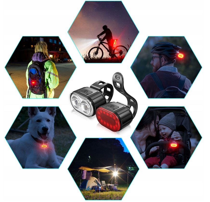 LAMPKA ROWEROWA LED ŚWIATŁO ZESTAW PRZÓD TYŁ NA KIEROWNICĘ AKUMULATOROWA Marka Specter