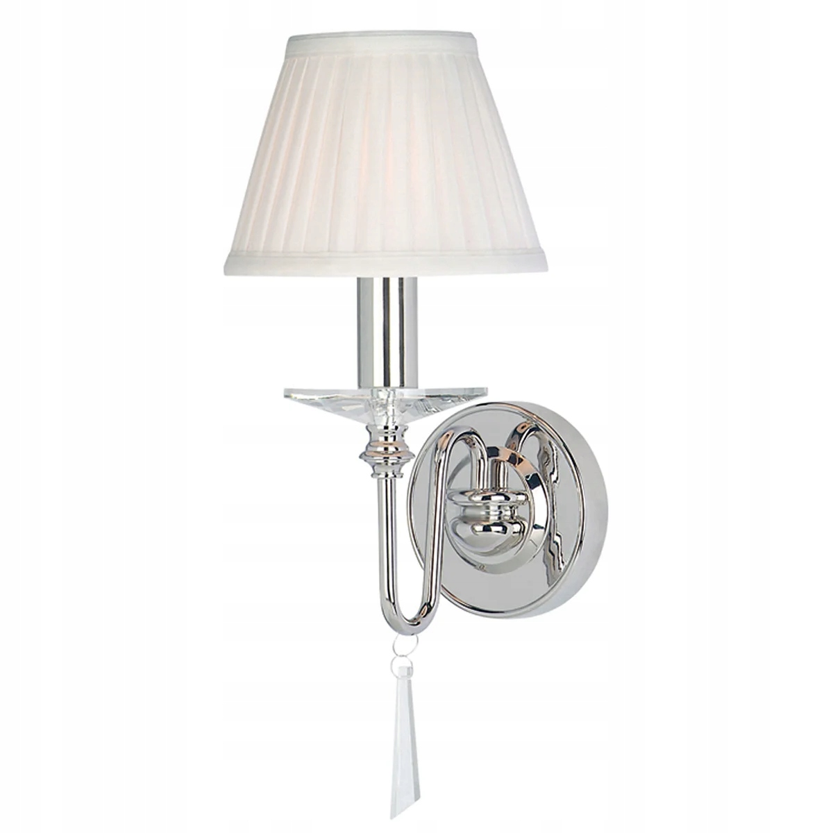 Nástenná lampa nikel s kryštálom a tienidlom do spálne Elstead