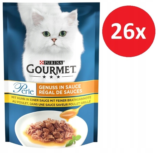 Levně Purina Gourmet Perle Genuss mokré krmivo pro kočky kuře v omáčce 26x85 g