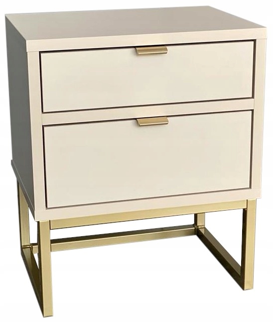 

Szafka nocna beżowa złota stolik nocny beż złoty