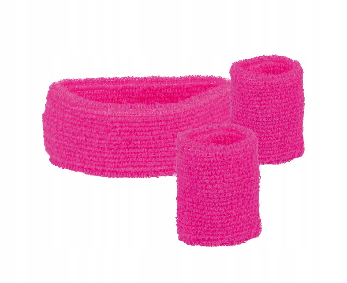 Zestaw Opaska na Głowę i Nadgarstki Neonowy Róż Strój Sportowy Marka Boland