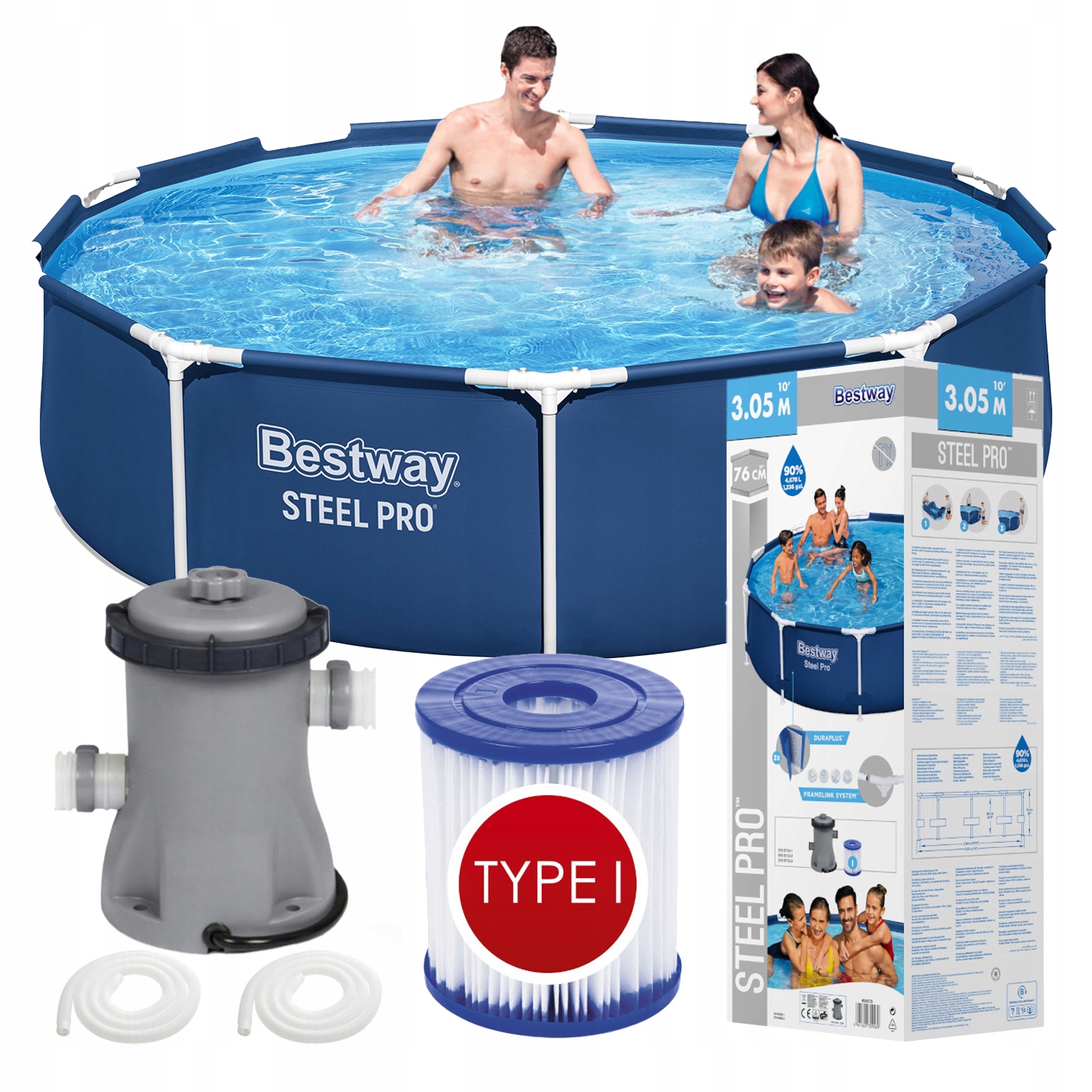 Záhradný Bazén Pre Celú rodinu S Pumpou 305 x 76 cm Bestway 56679