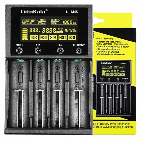 LiitoKala Lii-M4S UNIWERSALNA ŁADOWARKA OGNIW AKUMULATORÓW Li-Ion AAA 18650