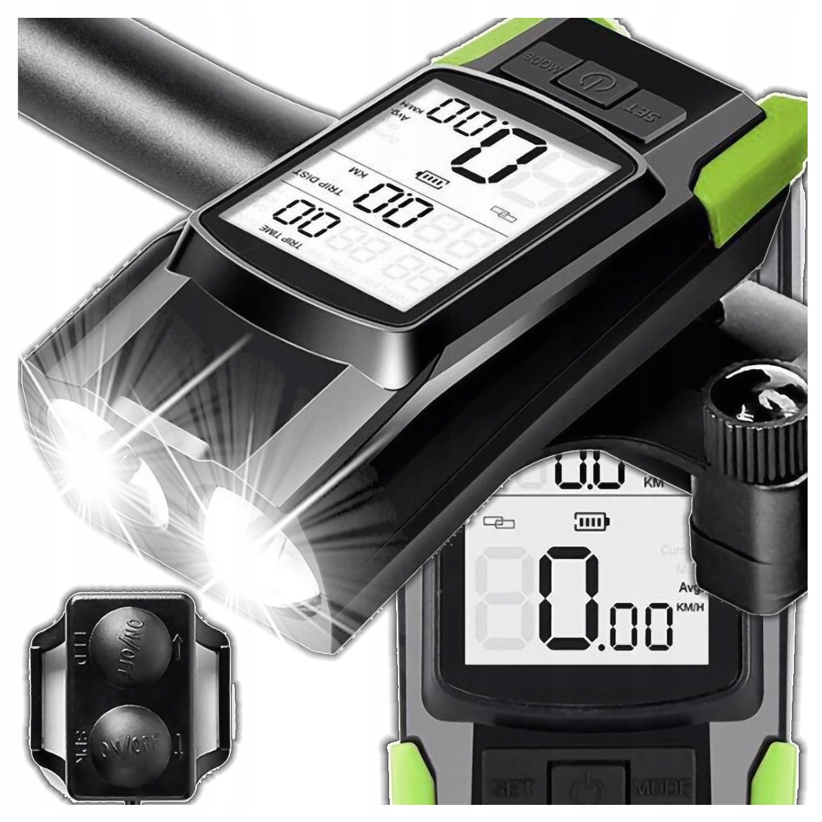 Lampka rowerowa przednia 1000lm akumulator 4000mAh licznik klakson pilot