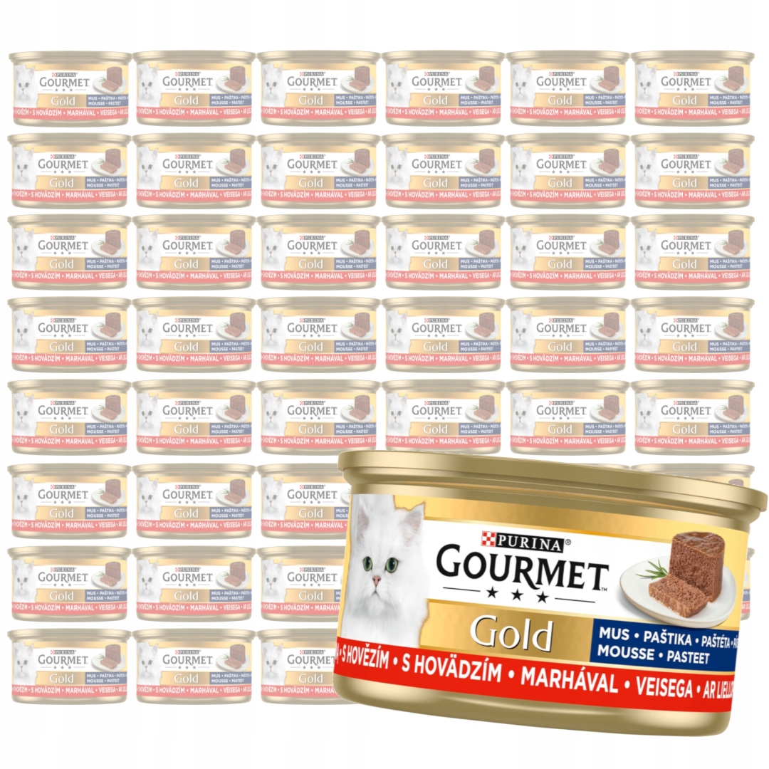 Levně Purina Gourmet Gold 48x85g Mokré Krmivo Pro Kočky Pěna s hovězím masem