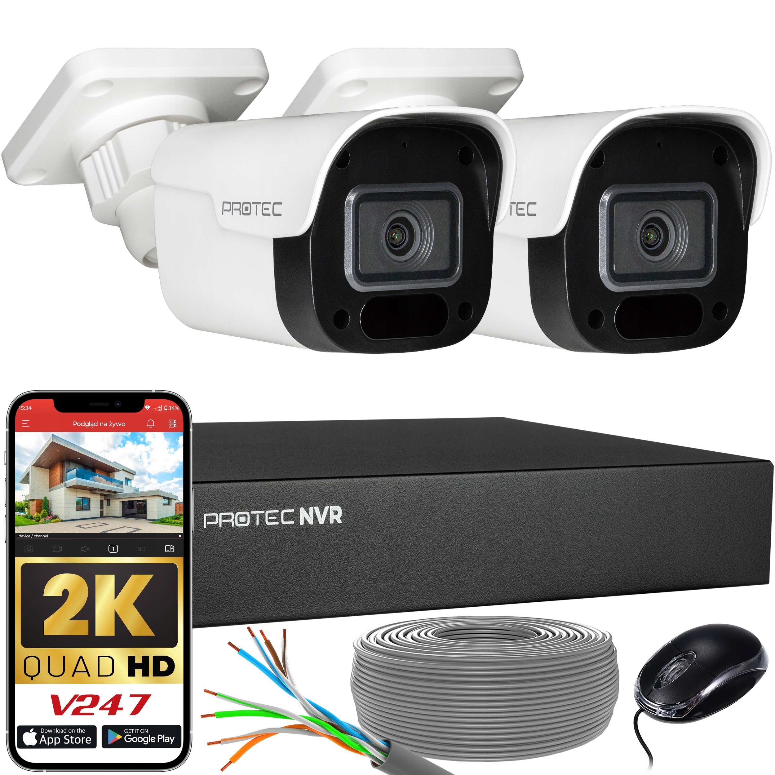 Monitorovací sada 2 kamer Ip PoE 4Mpx s mikrofonem náhled 2K