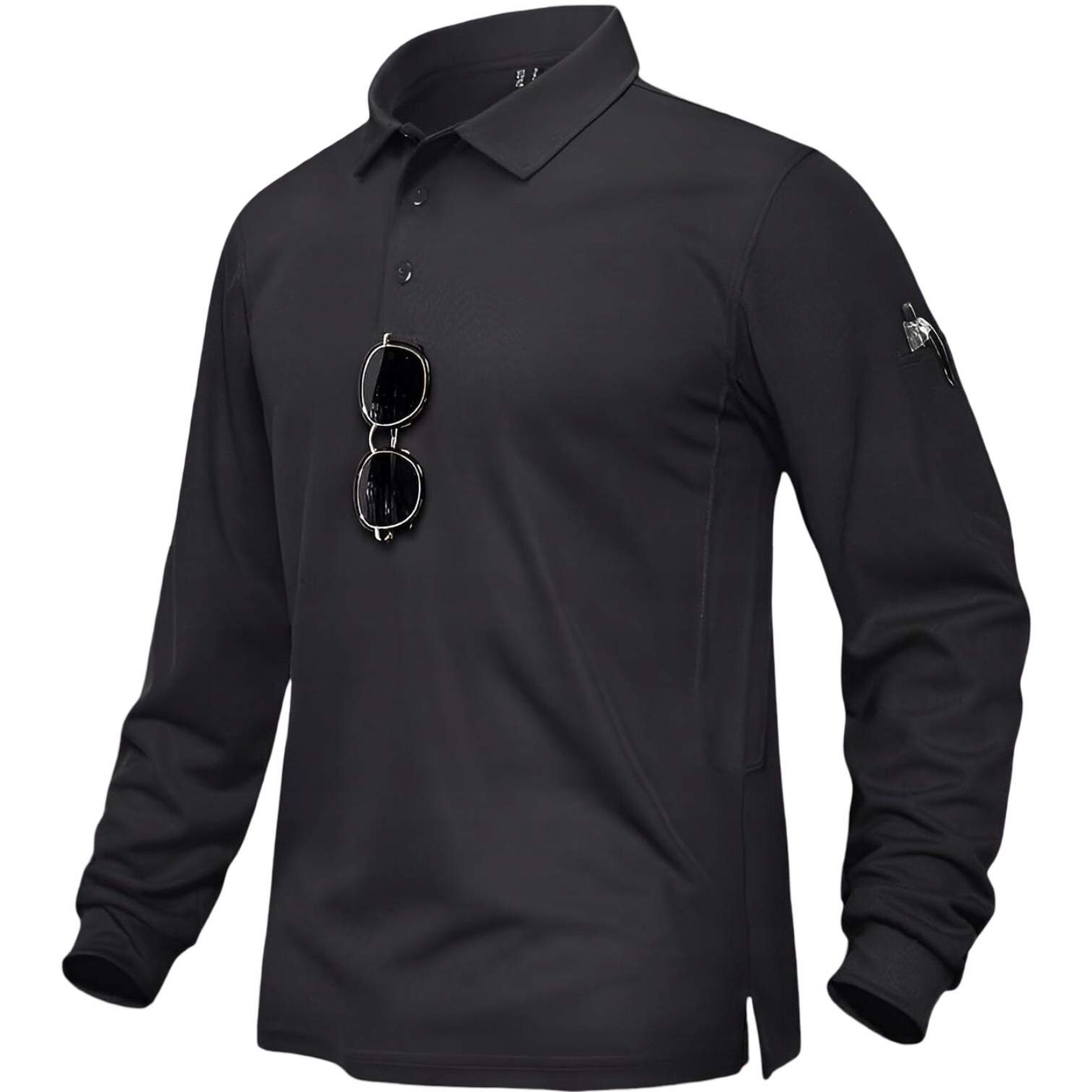 Pánské Polokošile s dlouhým rukávem do Golfu Taktické Stylové Lehké Černé 3XL