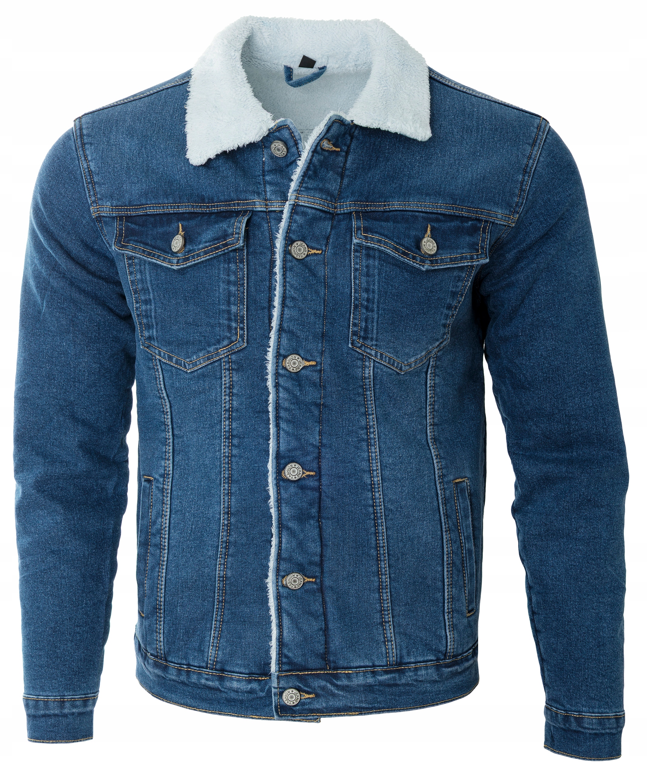 Pánská Módní Džínová Bunda Katana Zateplená Kožešinou Bavlna Velikost 3XL
