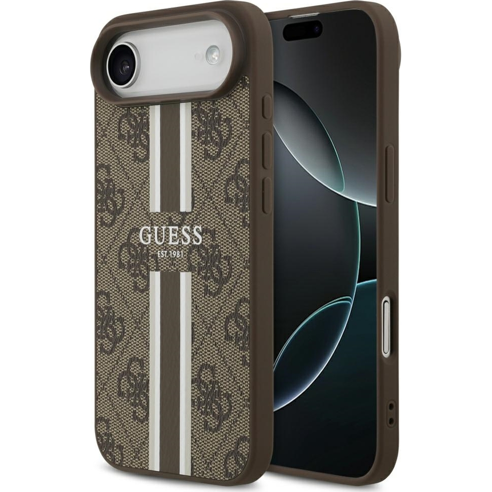 Guess Hardcase 4G Printed Stripes MagSafe Etui na iPhone 17 Air brązowe