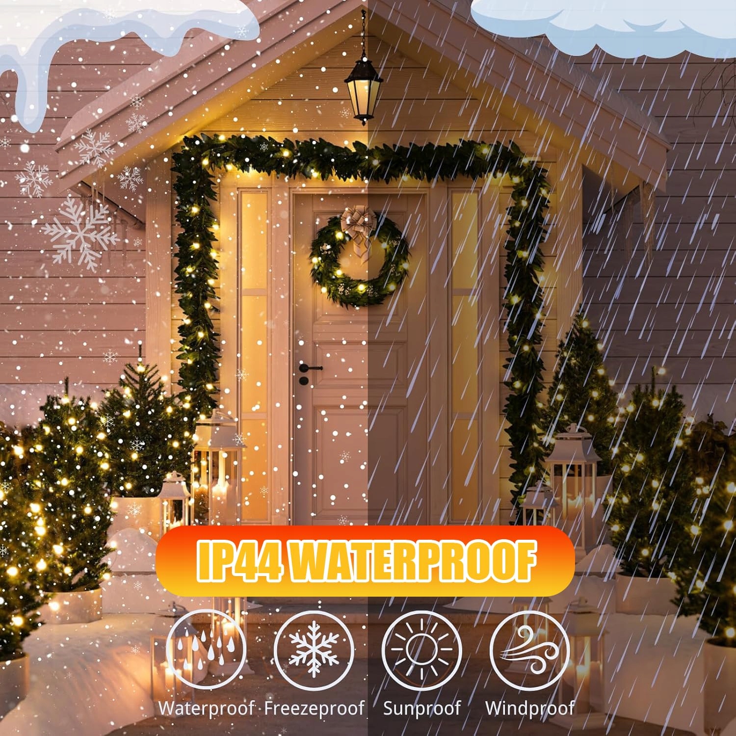 AEBECHUN Lampa LED 15M 150 LED Zewnętrzna Świąteczna Wodoodporna Pilot — miniatura 4