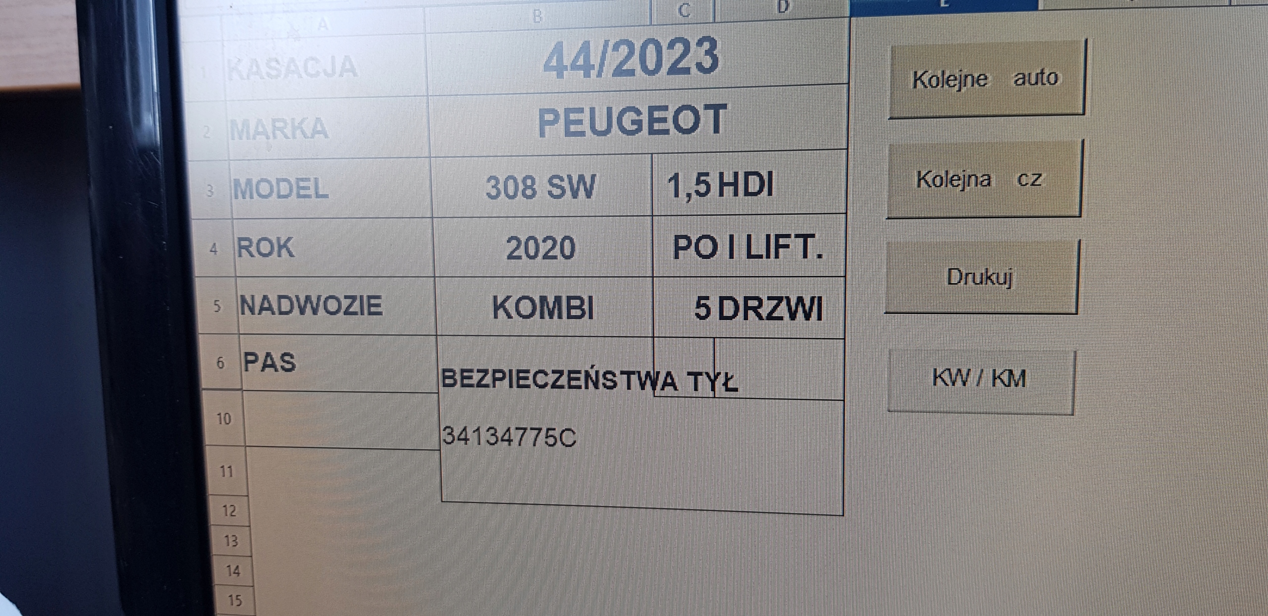 GURTEN SICHERHEITS LINKS HINTEN PEUGEOT 34134775C