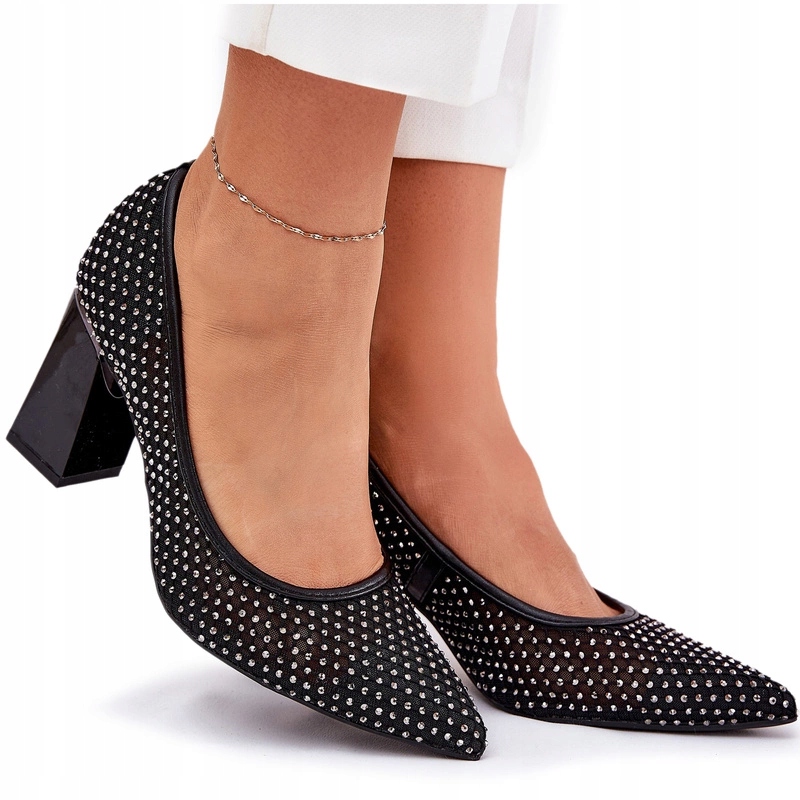 Síťované Lodičky Se Zdobením Na Sloupku Vinceza 62211 Černé 37