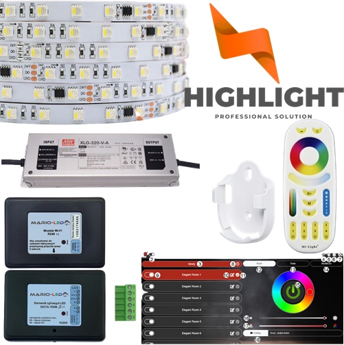 20m Digitálna Súprava Rgbw Led+router 60D TM1814 24V