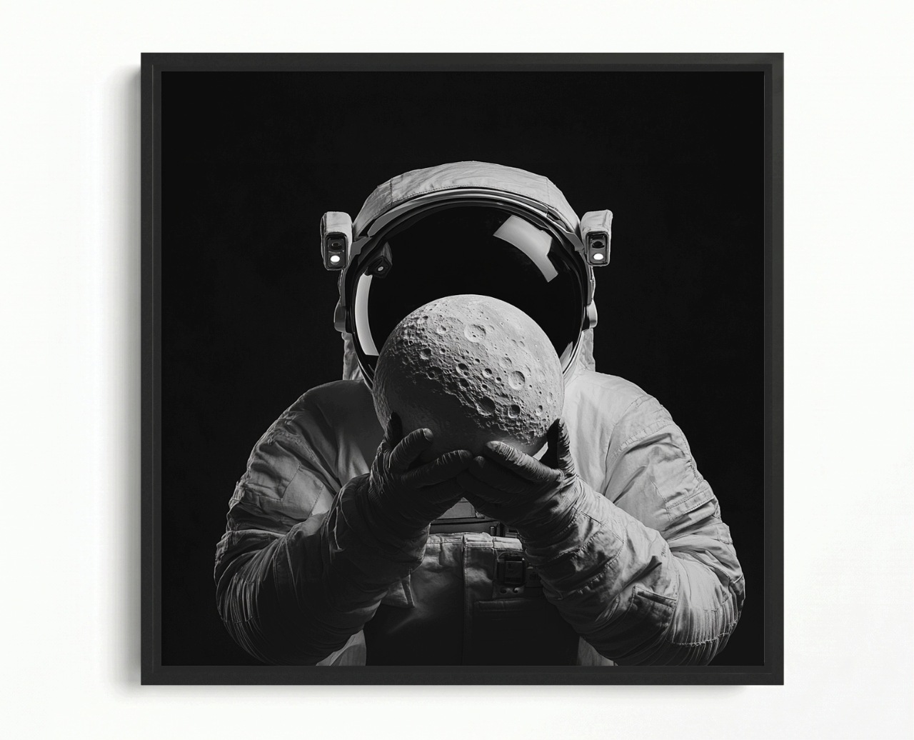 Obraz Rám American Box Portret Astronauta Mesiac Kosmos B&w Učenie 60x60