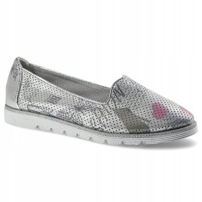 

Srebrne Półbuty Lanqier Damskie Stylowe Obuwie