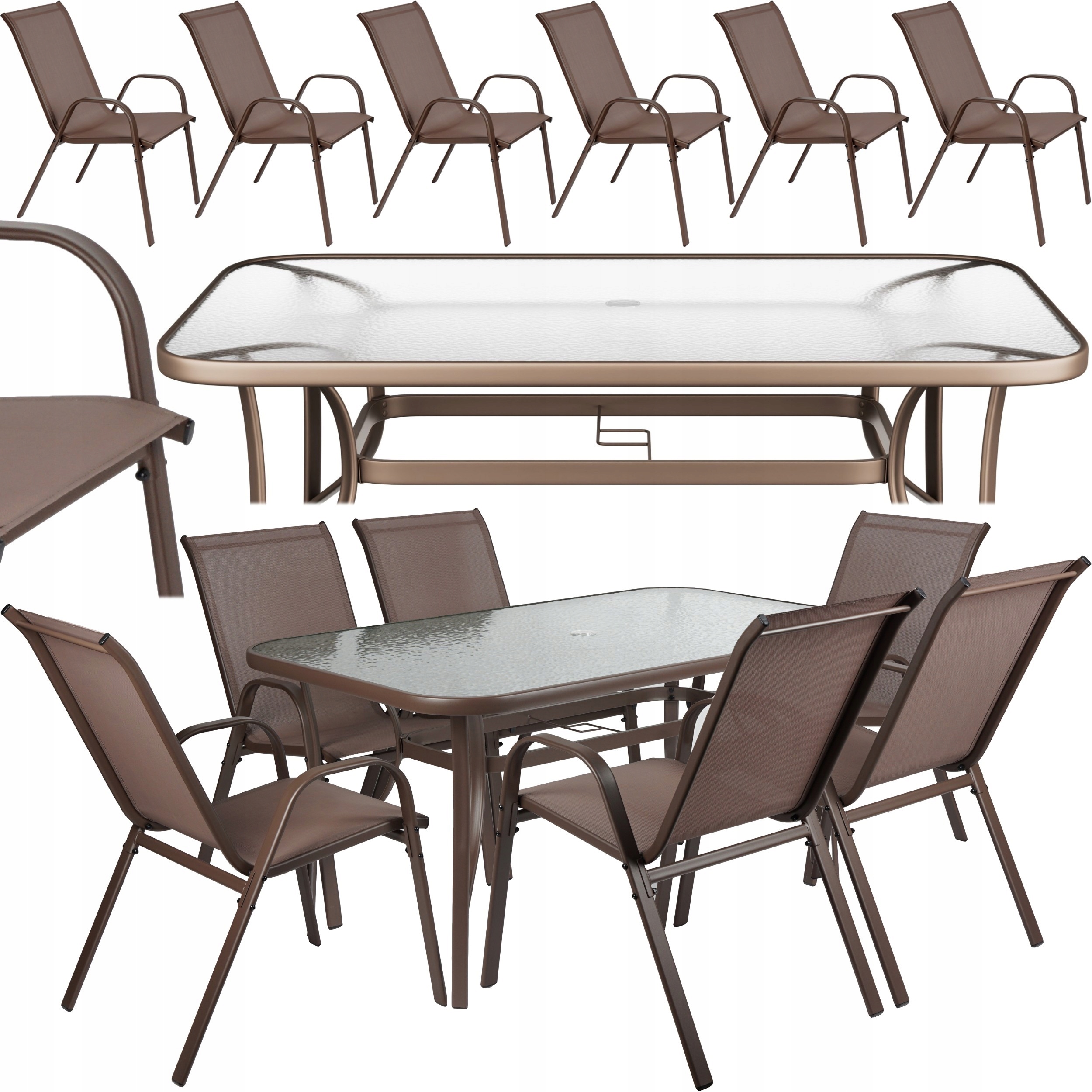 Zestaw Mebli Jadalnianych Ogrodowych Stół 6x Krzesło Kindly Brązowy Zenjoy