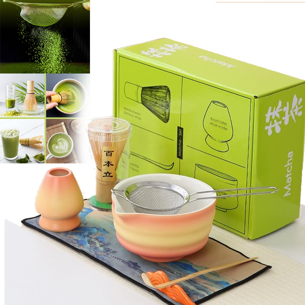 Sada Nářadí Pro Přípravu Matcha S Miskou, Metličkou, Sítkem A Lžičkou