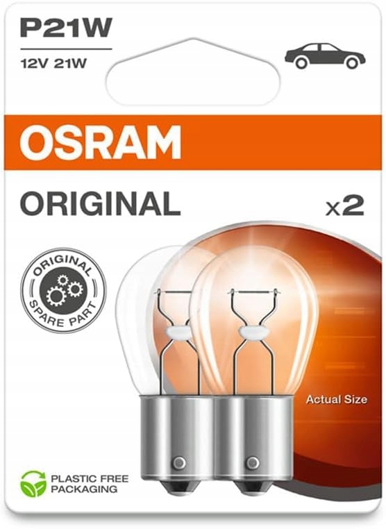 2x Żarówka 12V 21W P21W Osram Original 2 sztuki Blister Eco