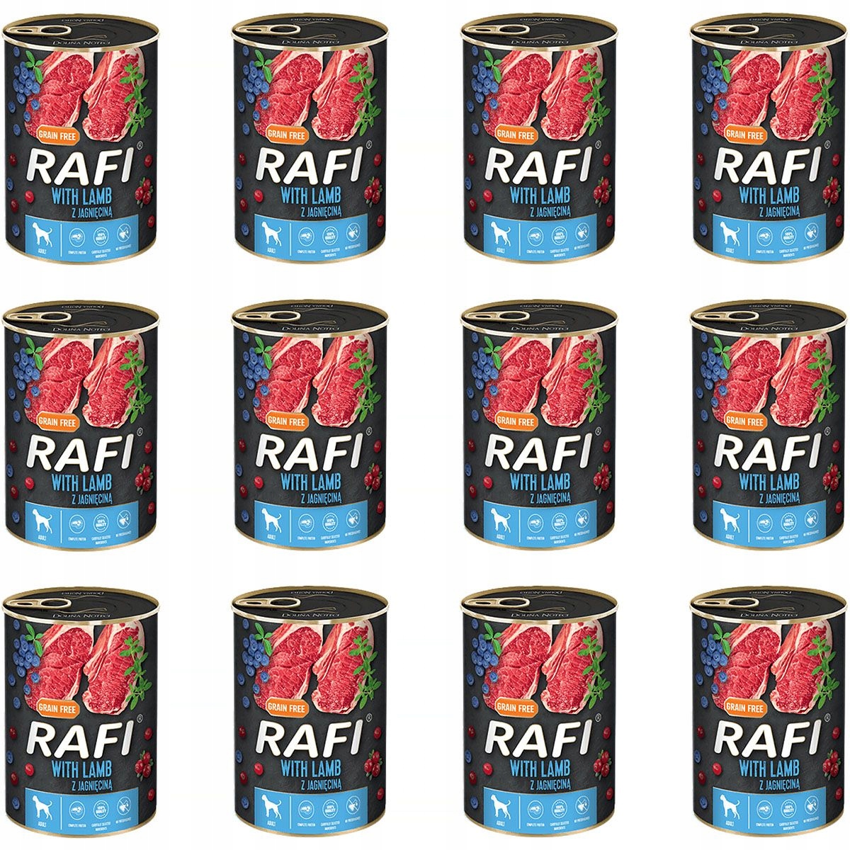 Levně Rafi Vlhké krmivo Jehněčí 12 x 400 g